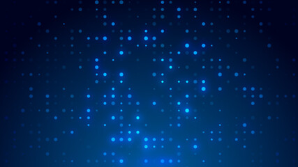 Dot  white blue pattern screen led light gradient texture background. Abstract  technology big data digital background. 3d rendering.