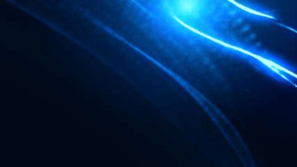 Dot blue wave light screen gradient texture background. Abstract ai technology big data digital background. 3d rendering.