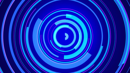 Circle blue neon light technology Hi-tech dark background. Abstract graphic digital future concept design.