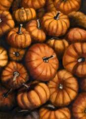 Illustration Of pumpkins for Halloween, lots of pumpkins