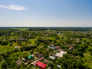 Fototapeta na wymiar Aerial view of typical Ukrainian village.