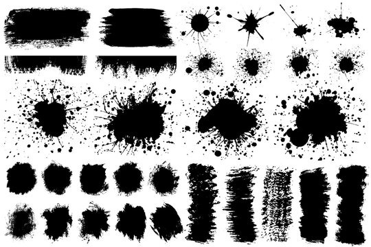 Brushes strokes vector. Grunge design elements.