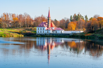 Priory (Prioratsky) palace in Gatchina in autumn, Russia