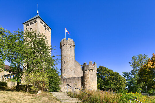 Heppenheim, Germany: Old historic hill castle called 'Starkenburg' in Odenwald forest in Heppenheim city