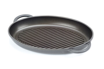 Cast Iron Grill Pan on a White Background