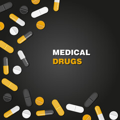 Background concept pills medical care vector