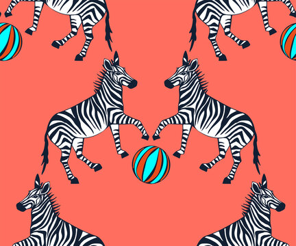 Vector background hand drawn exotic zebra. Hand drawn ink illustration. Modern ornamental decorative background. Square print for textile, cloth, scrapbooking