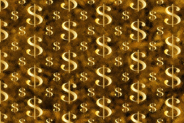 A golden dollar sign pattern background image.