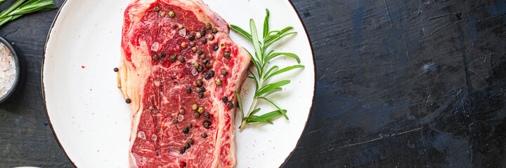 raw steak rib eye meat beef juicy on the table serving size second course top view copy space for text food background rustic