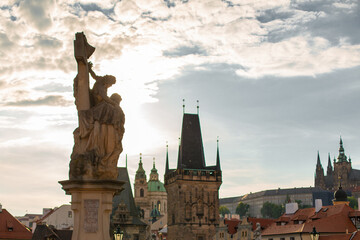 Landscape of the roofs of the old town Prague. The architecture of old Europe