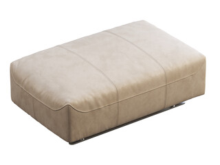 Modern beige leather ottoman with mwtal legs. 3d render