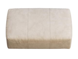 Modern beige leather ottoman with mwtal legs. 3d render