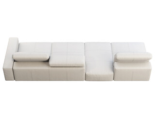 Modern white leather modular sofa with adjustable backrest. 3d render