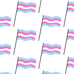 transgender flag seamless doodle pattern, vector color illustration