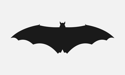 Bat silhouette black and white vector icon.