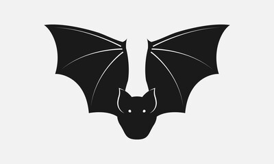 Bat silhouette black and white vector icon.