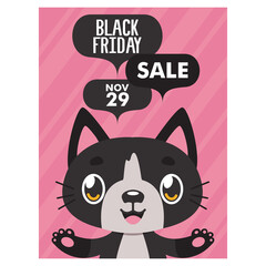 Black Friday sale illustration with a happy cat