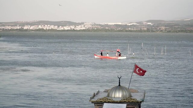 small boat on the lake