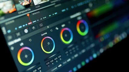 4K Color Correction Post Production video or photo in Progress Closeup