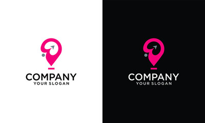 Travel logo template vector with travel pin and airplane