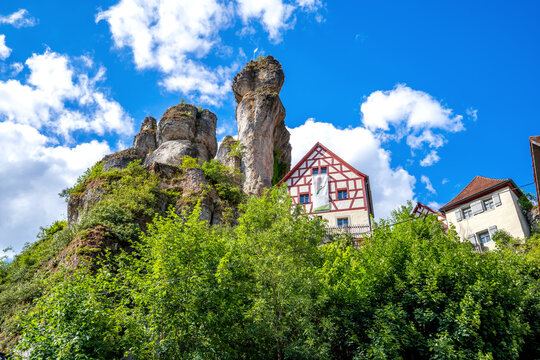 Altstadt von Tuechersfeld, Pottenstein, Fr&auml;nkische Schweiz, Bayern, Deutschland 
