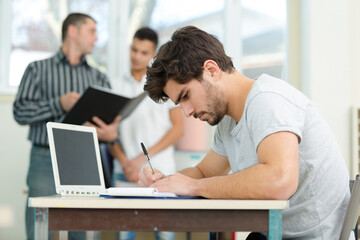 self employed business person working in library