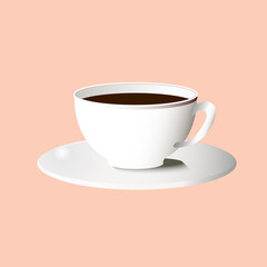 White Cup with aromatic coffee poured inside