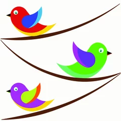 Foto op Canvas Bird logo in bright colors on a white background. Funny bird. Vector. © Татьяна Кабакова