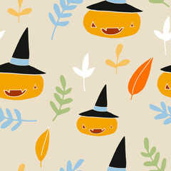 hand drawn vector halloween pattern