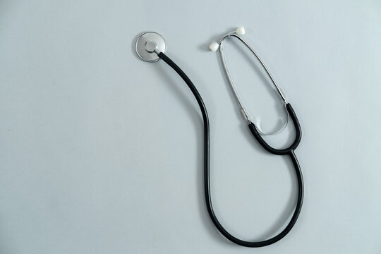 Stethoscope on gray background stock photo