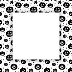 Halloween background with craved pumpkins and copyspace. Vector