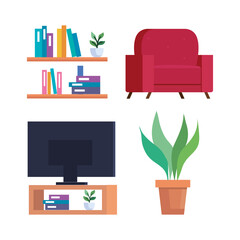 home icon set design, room and decoration theme Vector illustration