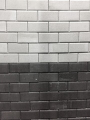 Black and white brick wall. Wall texture. Wallpaper. Place for text