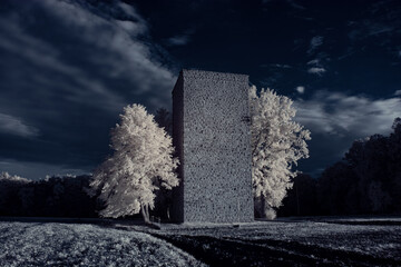 infrared photography - ir photo of landscape with tree under sky with clouds - the art of our world...