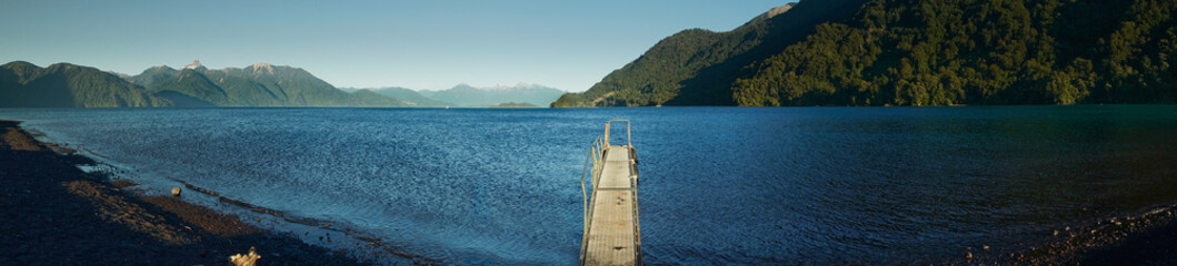 Todos Los Santos lake at Petrohue, surroundings of Osorno Volcano. Puerto Varas, Chile, South America.
