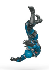 battle pilot is falling down up in white background