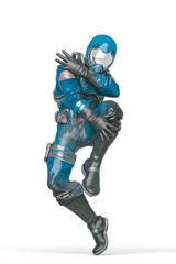 battle pilot is dancing in white background