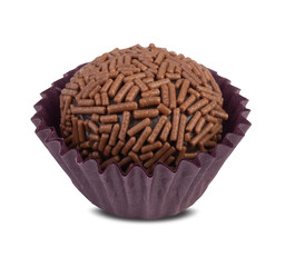 Typical brazilian brigadeiro isolated over white background