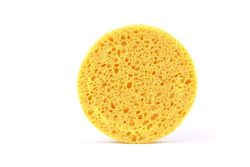 Yellow sponge for washing isolated on a white background