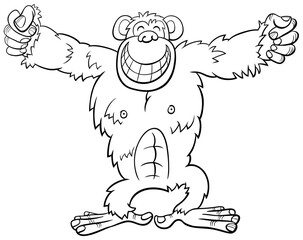 gorilla ape wild animal cartoon coloring book page