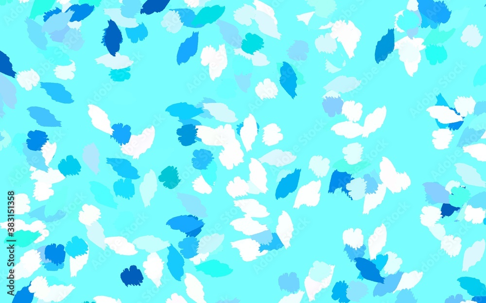 Poster light blue, green vector pattern with random forms.