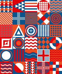 Obraz premium The background is assembled from geometric shapes into a simple flat ornament.