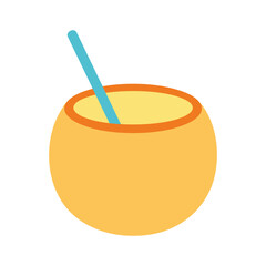 coconut cocktail flat style icon vector design