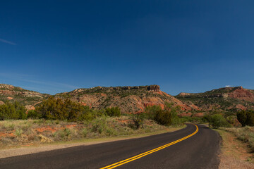 Road through Palo Duro Canyon State Park, Texas