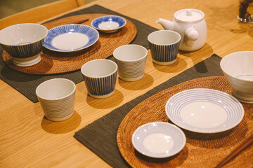 Obraz na płótnie Canvas Japanese style plates and cups, Sydney, Australia