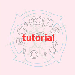 Text tutorial. Education concept . Flat outline linear Infographic
