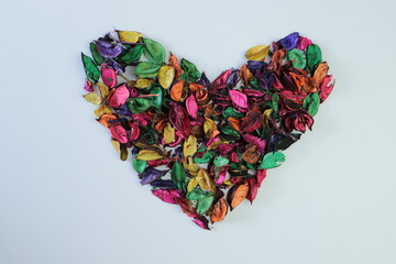 Dried rose petals isolated on the white background
