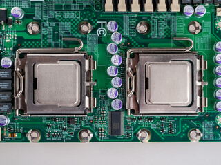 CPU connector on the circuit motherboard with pressure contacts for connecting a silicon...