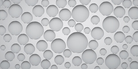 Abstract background made of big holes in different sizes with shiny edges in gray colors