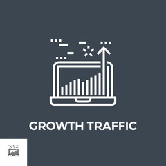 Growth Traffic Related Vector Thin Line Icon. Isolated on Black Background. Vector Illustration.